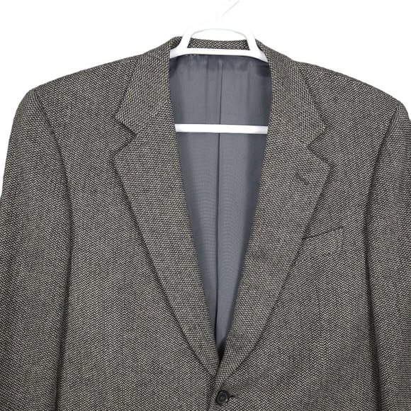 ERMENEGILDO ZEGNA Blazer Jacket EU 52R Black Gray Wool Herringbone 2-Button Soft - Picture 2 of 14